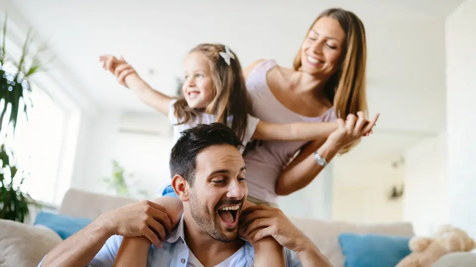 A happy family playing together