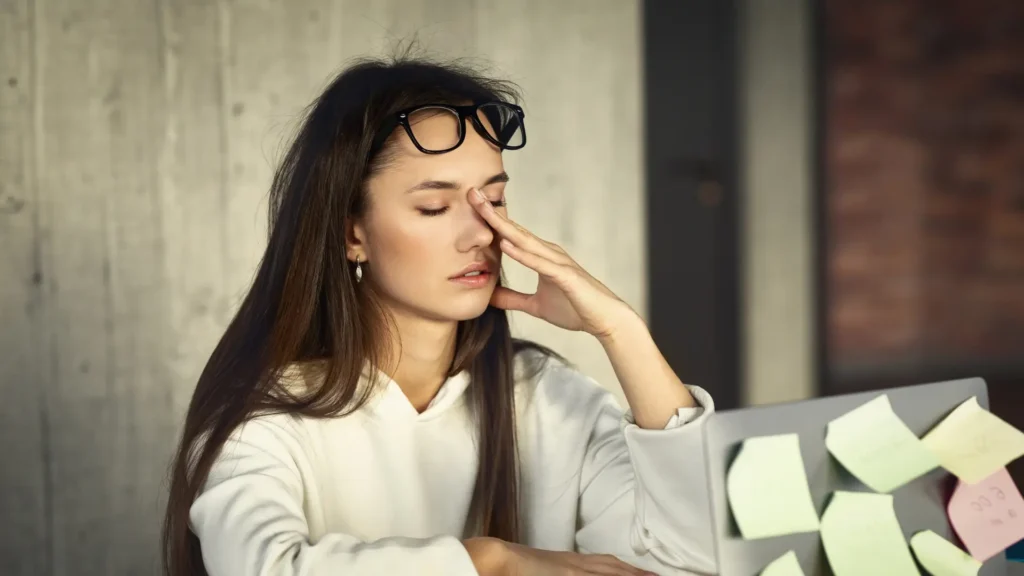 A lady suffering from sleep apnea